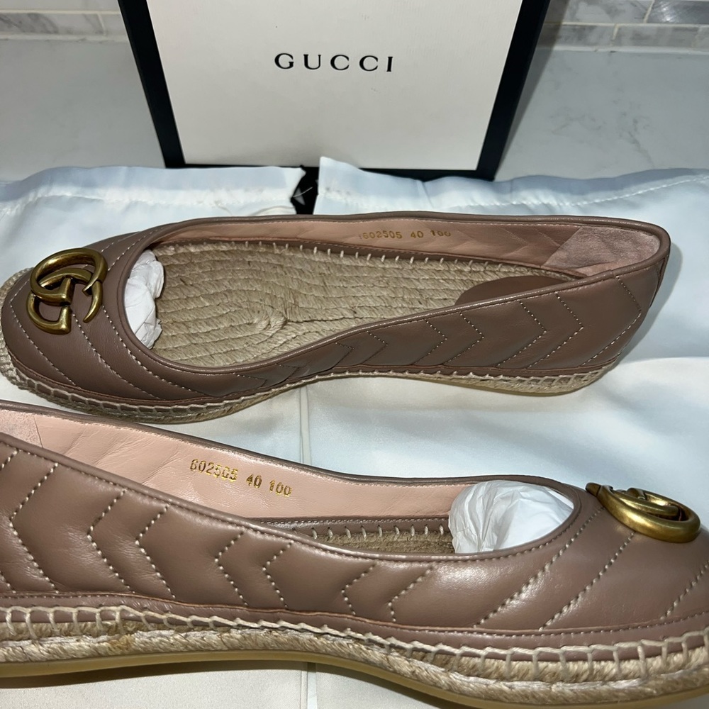 Gucci Nappa Charlotte leather espadrille with double GG 40 - Picture 2 of 7